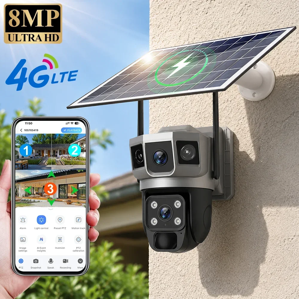 Home Security Diy - V380 4K 3 Schermi Telecamera 4G