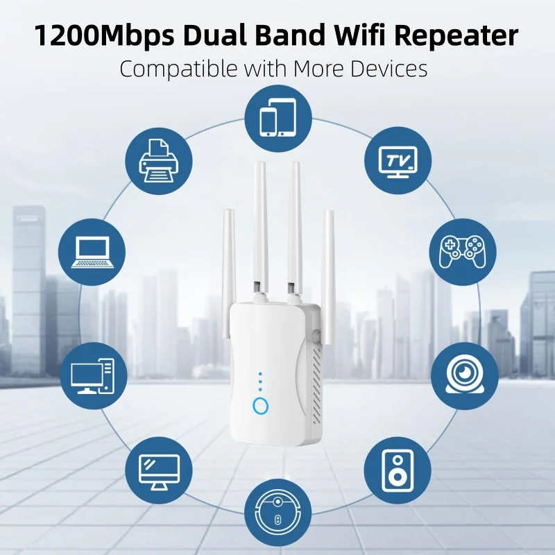Home Security Wireless - Ripetitore WiFi Dual Band 1200Mbps, Estensore
